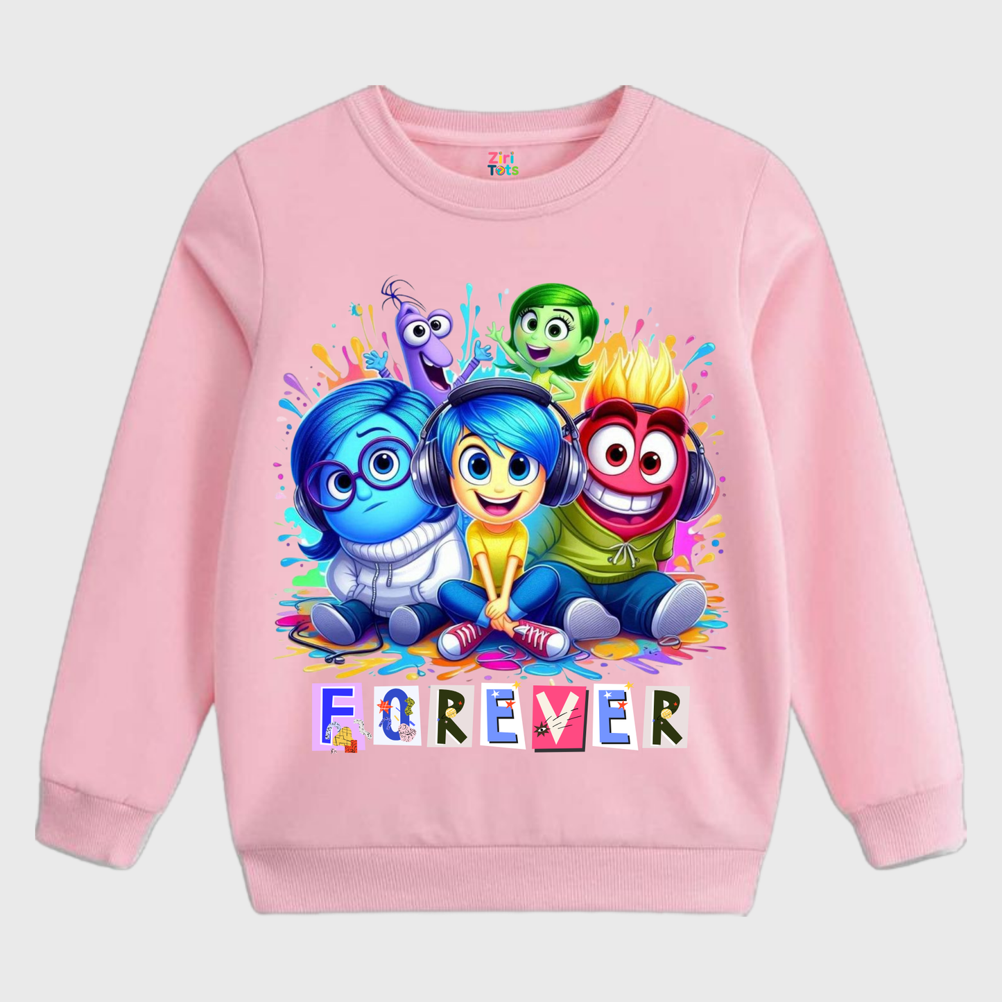 Kids Pink Sweatshirt with Colorful Cartoon Print