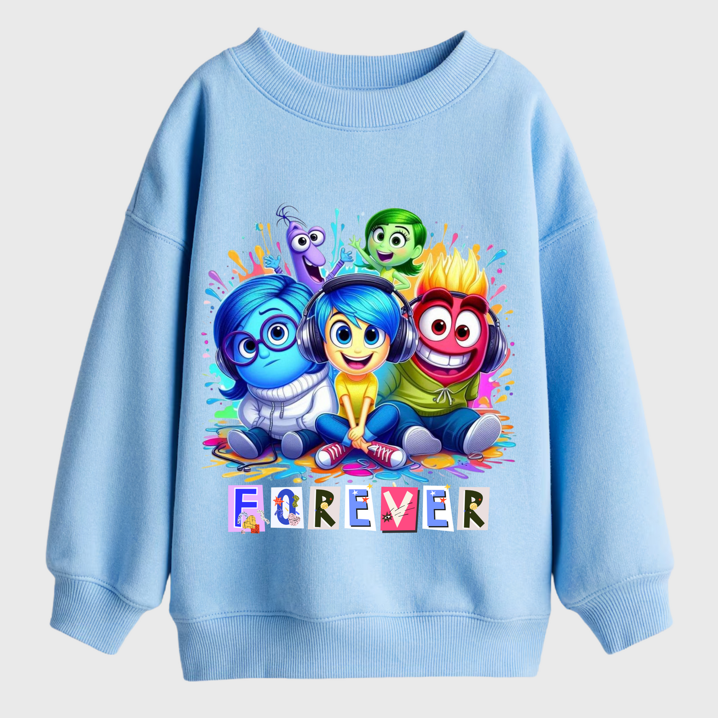 Kids Pink Sweatshirt with Colorful Cartoon Print