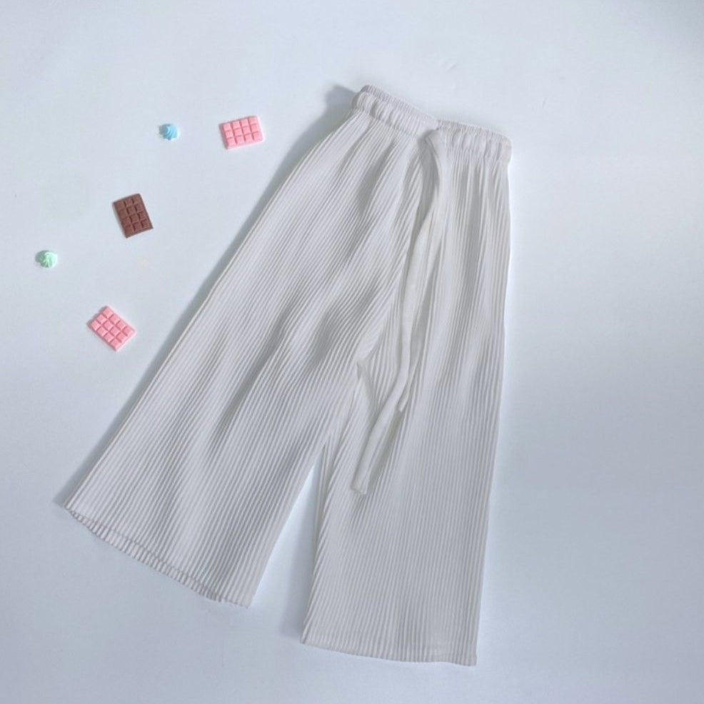 white Crinkle Trousers
