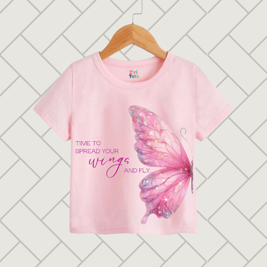 Pink Butterfly Wings Graphic T-Shirt