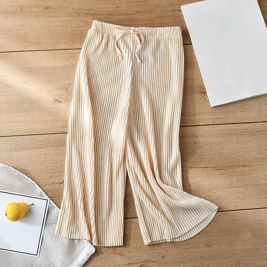 Beige Crinkle Trousers