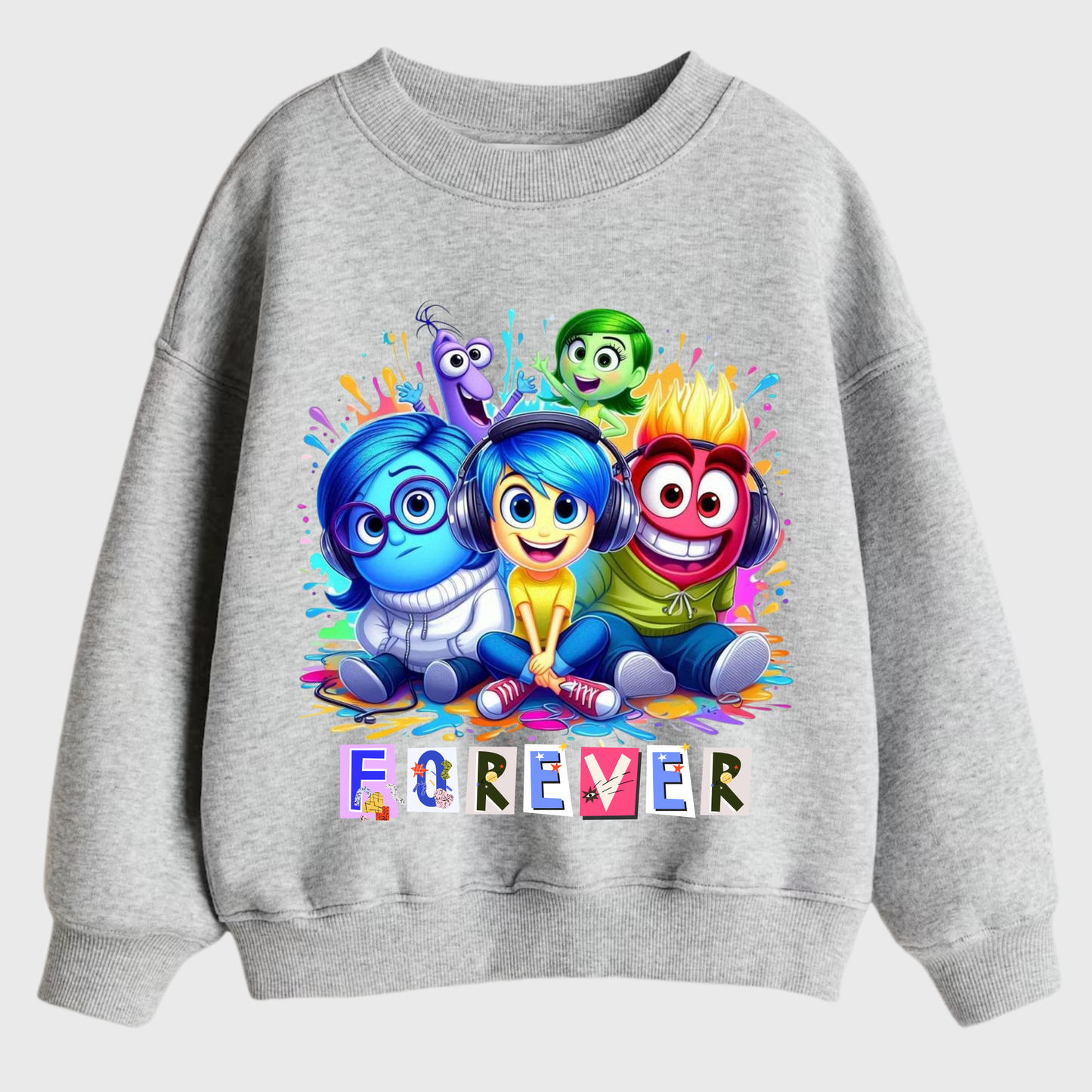 Kids Pink Sweatshirt with Colorful Cartoon Print